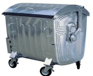 Couvercle de dôme de conteneur de déchets métalliques de 1100 litres Conteneur galvanisé - Product Image 4