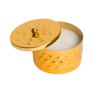 <b>Decorative</b> Handcrafted Round Shaped Hammered Gold Metal Candle <b>Jar</b> with Lid in Bulk Price - Product Image 6