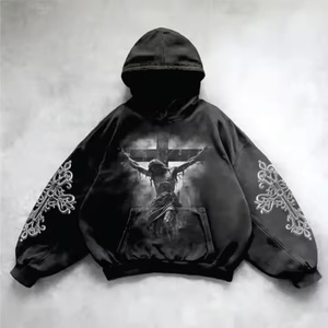 เสื้อมีฮู้ดแบบกอธิคคินเทอร์รี่แบบสวมศีรษะสำหรับผู้ชาย400 GSM รุ่นใหญ่พิมพ์ลายหน้าจอ DTG กราฟิกสำหรับ2025 - Product Image 2