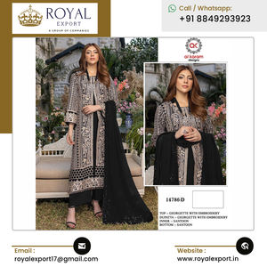 Made in India lanza nueva ropa étnica india Heavy Georgette Plazzo Set con Secuencia y bordado de trabajo - Product Image 3