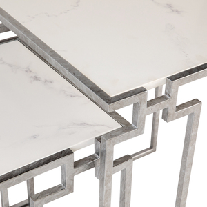 Tables empilables modernes de base en fer forgé fabriquées à la main et dessus en pierre de quartzite de nidification d'Istanbul personnalisées en usine du fabricant - Product Image 5