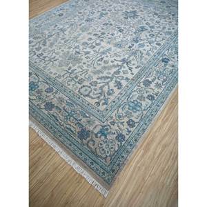 Tapis en laine afghane noué à la main Viscaya Classic Ivory AKWL-1129, motif médaillon rectangulaire, pour salon, tapis en jute pour couloir - Product Image 2