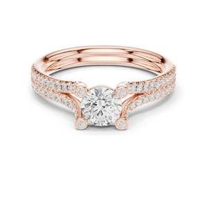 Bague de fiançailles en diamant de laboratoire rond brillant de 0,99 carat, clarté VVS-VS EF, or 18 carats, 14 carats, 10 carats et argent 925, rose, jaune - Product Image 1