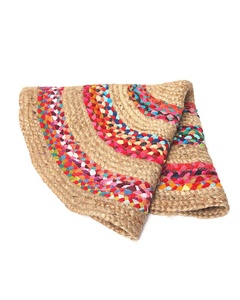 Alfombra de pelo de fibra de algodón de yute hecha a mano de alta demanda redonda y de felpa para decoración del hogar y alfombrilla para puerta de sala de estar para entrada - Product Image 2