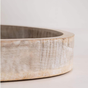 Plateau de service rond en bois fait à la main Design rustique avec poignées pour cuisine, table basse et décoration de la maison - Product Image 3