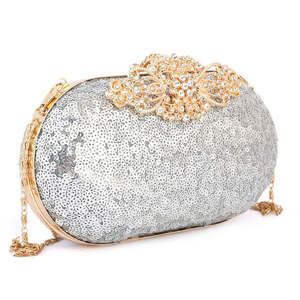Women's Bridal <b>Clutch</b> (Rj-4) - <b>Silver</b> - Product Image 1