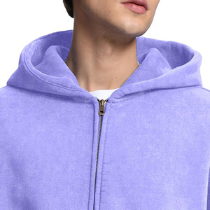 100% coton polaire sweats à capuche à manches longues décontracté coupe ample Streetwear mode fermeture éclair sweat à capuche pour hommes et femmes - Product Image 2