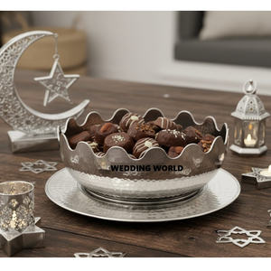 Bol à chocolat martelé en métal avec plateau, forme ronde, bol à bonbons de luxe, vente chaude, nouveau bol à chocolat décoratif - Product Image 2