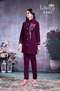 El último diseñador Faux Georgette Hand Work Cord Set de FabZone - Product Image 3