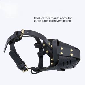 사용자 정의 내구성 안티 바이트 정품 풀 그레인 가죽 대형 개 소가죽 조정 가능한 개 총구 바구니 - Product Image 5