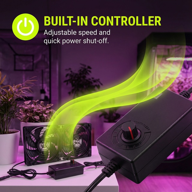 120mm X 25mm AC Powered Computer Fan with AC Plug 110V 120V 220V 240V Variable Speed Controller 3V to 12V for Greenhouse Cooling