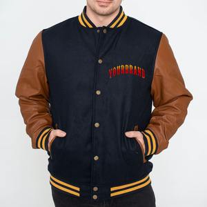 Blouson d'hiver universitaire de haute qualité sur mesure Blouson bombardier à manches en cuir avec logo personnalisé pour homme - Product Image 1