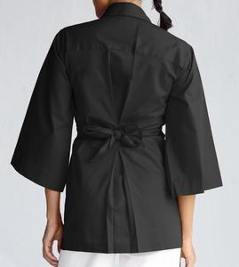 Chemise portefeuille coupe ajustée Melanie 100% Mini robe noire en lin avec manches cloche et bretelles à la taille-Mini robe chemise Claire - Product Image 2