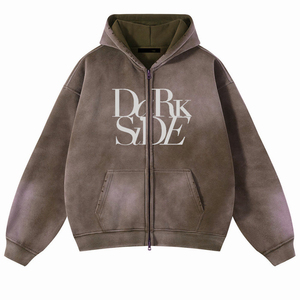 Sudadera con capucha de algodón 100% de alto gramaje, con cremallera completa, lavado ácido, de secado rápido, estilo oversize, la más vendida para hombre - Product Image 3