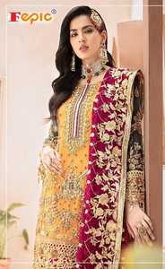 Vêtements de fête élégants pour adultes Faux Georgette Shalwar Kameez Heavy Handwork Pearl Embroidery Net Dupatta Santoon Inner for Winter - Product Image 6