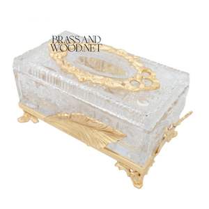 Crystal Elegance Caja de pañuelos Vidrio y latón macizo Diseño de lujo - Product Image 3