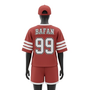 Women Football Short Set High Quality GSM Polyester Interlock Soft Fabric Red <b>White</b> <b>Panels</b> Custom Logo Women's Sets 100% Cotton - Product Image 2