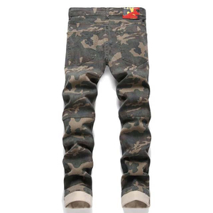 กางเกงยีนส์ลายพรางของผู้ชายกางเกงยีนส์เอวสูงแบบกำหนดเองมีกระเป๋า - Product Image 2