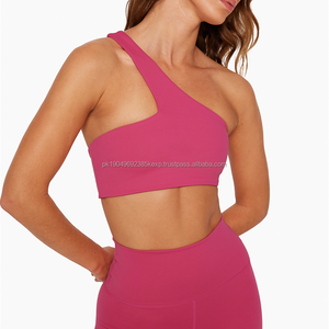 OEM & ODM Soutien-gorge de sport à une épaule avec impression écologique en maille Caractéristiques d'été et décoration des trous - Product Image 3