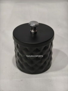 Nouveau conteneur de table rond à l'aspect martelé pour le stockage fait à la main boîte de rangement en fer attrayante utilisation pour ustensiles de cuisine décoratifs - Product Image 5