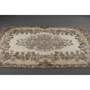 Alfombra Turca Vintage, Grande, 5.3x10.2 pies (161x312 cm), Alfombra de Lana Marrón Sólida - Product Image 3