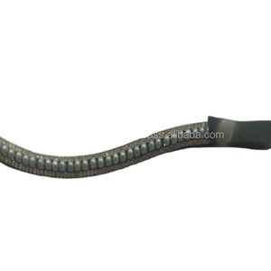 Bande de sourcils de designer faite à la main en cuir véritable de haute qualité avec de belles perles et des cristaux bande de sourcils bling pour bride - Product Image 1