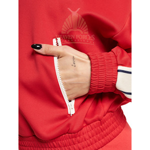 Chándal de gimnasio de poliéster sólido con capucha para mujer, conjunto de dos piezas con logotipo personalizado, 100% poliéster, oferta de impresión personalizada, precio razonable - Product Image 5