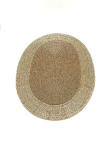 Antique Gold Oval <b>Beaded</b> <b>Placemat</b> Handmade Glass Beads on Polyester Fabric Elegant Dining Decoration Mats - Product Image 2