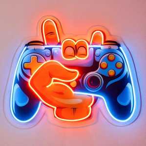 <b>Gaming</b> Hand Holding Controller LED Neon Sign | Pop Art Gamer Room Wall Decor Vibrant Pop Art Game Pad Neon <b>Light</b> - Product Image 1