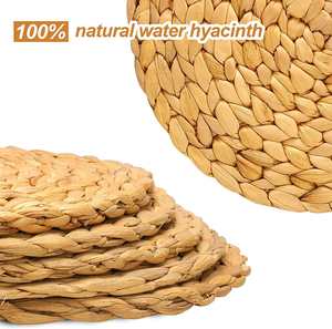 Handmade Water Hyacinth Home and Wedding Exquisite Natural Round Solid Kitchen Tablemats Wicker <b>Placemats</b> <b>Dining</b> <b>Table</b> - Product Image 4
