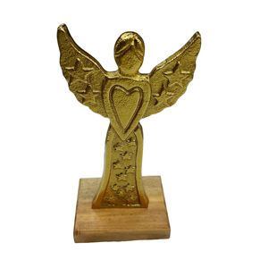 Nuevo adorno de mesa Escultura de Ángel de Navidad con base de madera Adornos de decoración de habitación estética moderna - Product Image 6