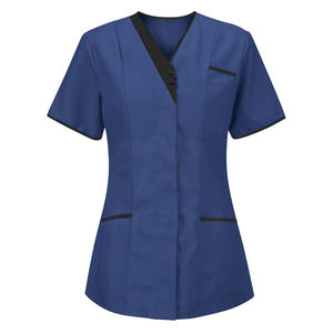 Uniformes de Hospital para Hombre de Alta Calidad al por Mayor, Uniformes de Enfermería Personalizados, Blusa con Cuello Camisero y Ribete Blanco, Túnica de Enfermera para el Cuidado de la Salud - Product Image 3