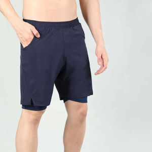 Short d'entraînement Premium 2-en-1 pour hommes Double couche confortable et durable pour les entraînements Vêtements décontractés Motif solide OEM écologique - Product Image 4