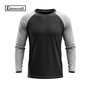 Camiseta Deportiva Básica de Manga Larga Raglán para Hombre, Cuello Alto, Corte Regular, Alta Calidad, Hecha a Medida, OEM de Bangladesh, 100% Algodón - Product Image 2