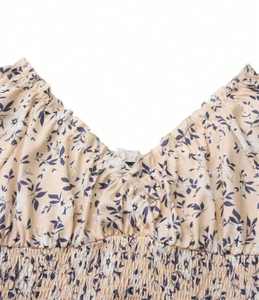 Robe midi smockée à fleurs de pêche, robe bohème d'été, tenue élégante pour les vacances, robe décontractée de style cottagecore - Product Image 2