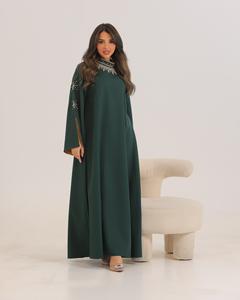 Vente en gros de luxe personnalisé satin de soie à manches longues anti-rides fait à la main Abaya pour les femmes Petite robe islamique turque manches à volants - Product Image 1