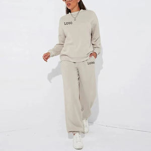 Custom Design Your Own Tracksuit Pullover Hoodie Sweatshirt <b>Jogger</b> Set Cotton <b>Fleece</b> 2 Piece Set Tracksuits for <b>Women</b> - Product Image 3