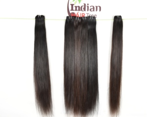 Extensions de Cheveux Humains Vierges de Couleur Noire Naturelle 100% Remy en Gros Double Trame Faisceaux de Machine Temple Indien Vague Naturelle - Product Image 4