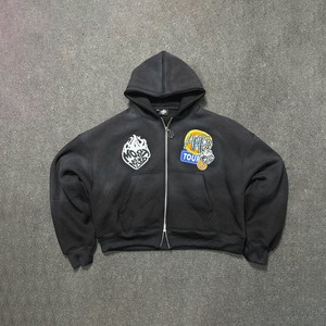 Logo personnalisé 500gsm sweats à capuche zippés Boxy Fit poids lourd impression personnalisée broderie coton fermeture éclair Streetwear sweats à capuche pour hommes - Product Image 1