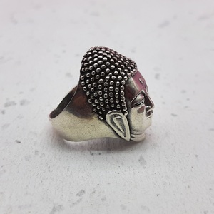 Anillo de plata 925 con cara de Lord Buddha para hombres y mujeres, banda gruesa pesada con piedra Natural, anillo de diseño nepalí de plata sólida - Product Image 2
