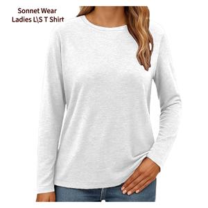 T-shirt décontracté pour femmes, col rond, tricot fin, manches longues, coupe ajustée - Product Image 2