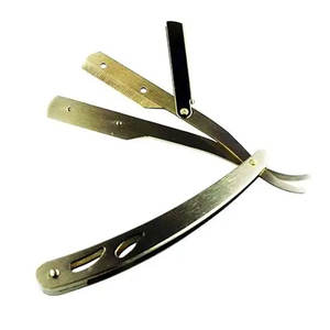 Maquinilla de afeitar plegable de acero inoxidable de un solo filo, herramienta de afeitado de barberos rectos, características desechables, uso facial de barba, cuchillas reemplazables - Product Image 3