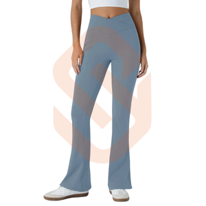 Legging acampanado de Yoga para mujer, cintura alta, parte inferior de campana, pliegue sobre entrenamiento, mallas acampanadas de Yoga para abrazar figuras - Product Image 4