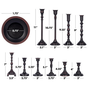 Ensemble de bougeoirs coniques en aluminium de haute qualité pour la décoration de la maison et du mariage Bougies coniques à revêtement noir vintage - Product Image 6