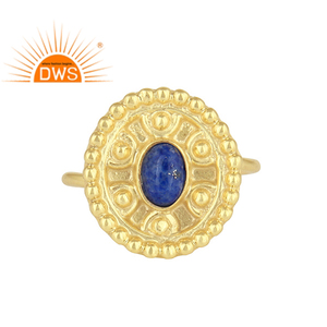 Best Selling Sterling Silver 18K Gold Plated Natural <b>Lapis</b> <b>Lazuli</b> Gemstone Stackable <b>Ring</b> Custom Jewelry Manufacturer - Product Image 1