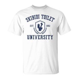 T-shirt Skibidi Toilet University con design meme, bianca, taglia unisex per adulti - Product Image 2