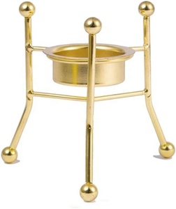 Bougeoir à bougie chauffe-plat doré brillant haut de gamme Conception de fil métallique durable pour la décoration d'événements de maison et de mariage - Product Image 3