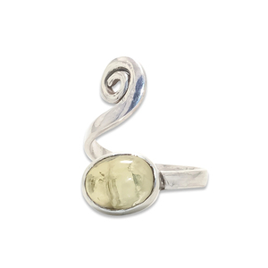 เครื่องประดับเงินคุณภาพดีทำด้วยมือแหวนพลอยควอตซ์เลมอนแบบเกลียวดีไซน์ใหม่สำหรับงานแต่งงานแบบวินเทจสีเงินสเตอร์ลิง925ทึบ - Product Image 1