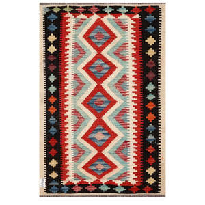 Alfombra Kilim de Maimana, Afganistán, 123 x 80 cm, para Decoración del Hogar - Product Image 1