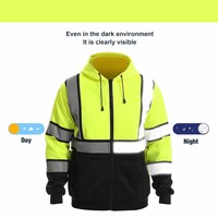 Sudadera con Capucha de Manga Larga de Alta Visibilidad Personalizada LAMRON INTERNATIONAL, con Cierre, Alta Reflexión, Seguridad, Secado Rápido, Transpirable, de Poliéster, para Trabajo